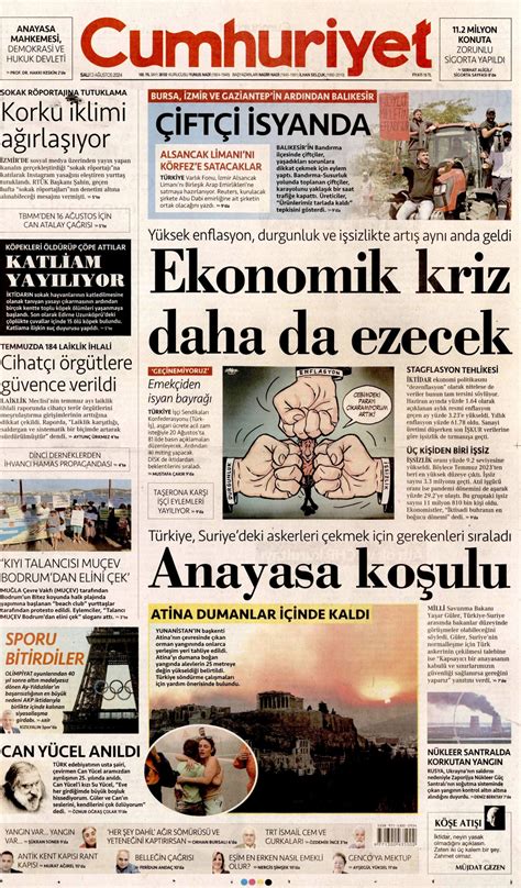 Cumhuriyet Gazetesi - Cumhuriyet Manşet Oku - Haberler 13 Ağustos 2024