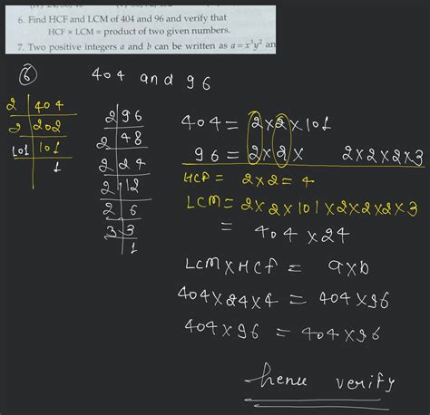 Find Hcf And Lcm Of And And Verify That Hcf Lcm Product Of