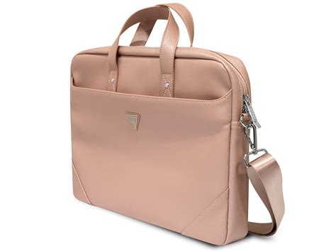 Guess Saffiano Triangle Laptop Bag 16 Laptoptas Roze