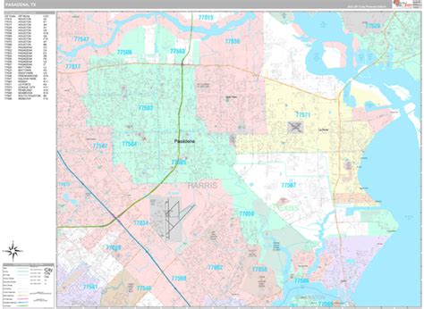 Pasadena Texas Wall Map Premium Style By Marketmaps Mapsales