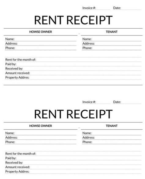 Free Rent Receipt Template Printable Pdf