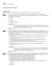 AP Statistics Practice Test On Confidence Intervals Course Hero