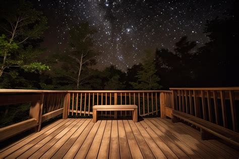 Premium AI Image | Classic wooden deck with overhead view of the night ...