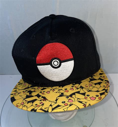 Official Pok Mon Snapback Cap Pikachu Pok Ball Flat Gem