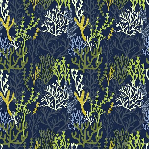 Premium Vector Seaweeds Pattern Seamless Print Of Aquatic Plants And