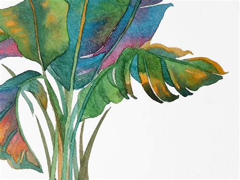 Tropical Leaves Art Green Leaf Original Painting Botanical Etsy