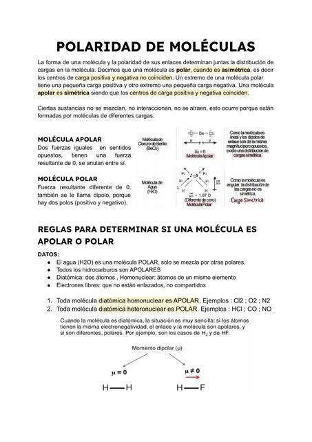 Polaridad De Moléculas Apuntes Pre Unmsm Udocz