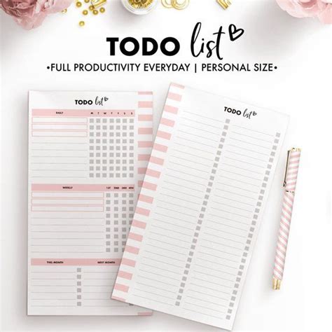 Personal Size To-do Lists - Etsy | Todo planner, Planner, Printable planner