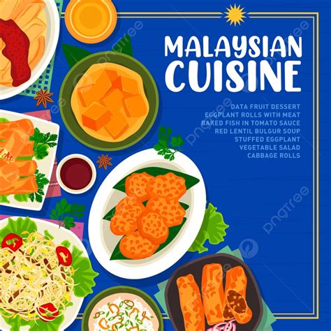 Malaysian Cuisine Menu Cover Template Vector Banana Leaf Rice Template