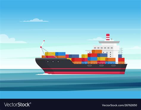 Cargo ship flat delivery Royalty Free Vector Image