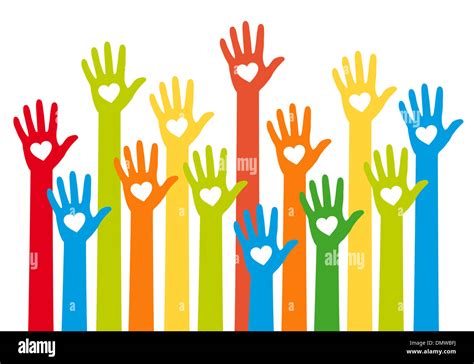 Teamwork Concept Colorful Hands With Heart Vector Illustration Stock