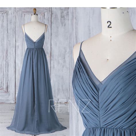 Bridesmaid Dress Dark Steel Blue Chiffon Wedding