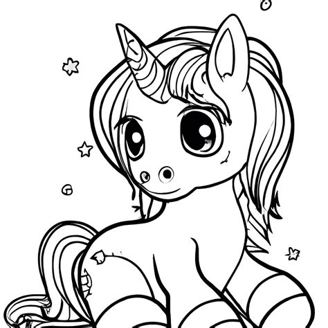 Chibi Unicorn Coloring Page · Creative Fabrica