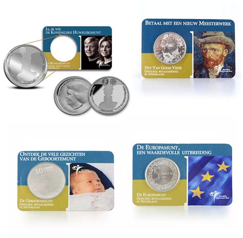 Eerste Vier Coincards Nederland UNC Zilver In Goede Staat Bildtmunt