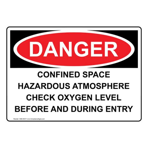 Danger Sign Confined Space Hazardous Atmosphere OSHA