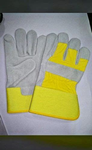 Unisex Canvas Leather Gloves, 6-10 Inches, Finger Type: Full Fingered ...