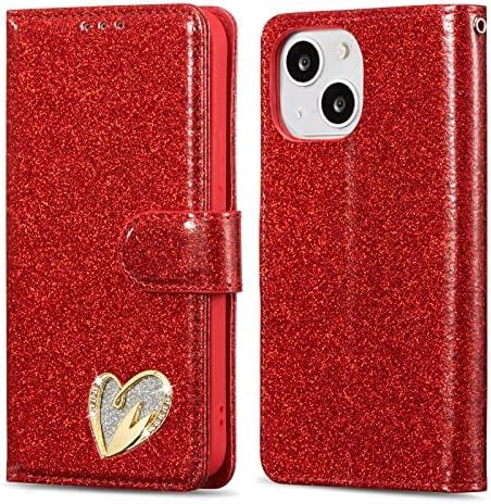 Qltypri Wallet Case For Iphone Glitter Pu Leather Case Tpu Bumper