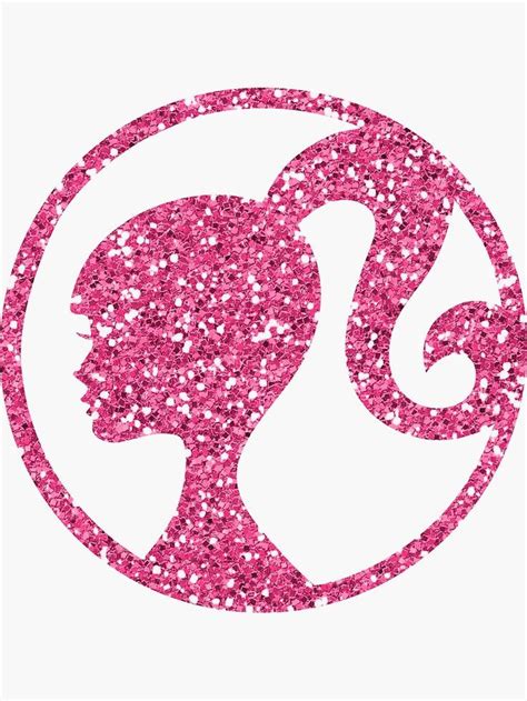 Barbie Glitter Pink Head Sticker By Thefamousshop In Pink