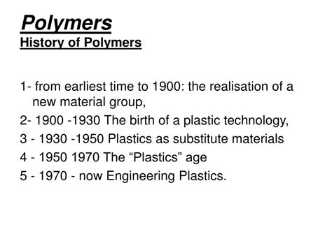 Ppt Polymers History Of Polymers Powerpoint Presentation Free