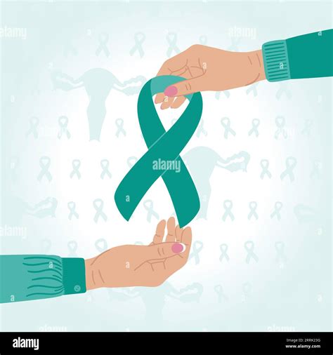 Ovarian And Cervical Cancer Awareness Month Female Hands Give And Take