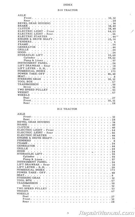 Allis Chalmers B1 B10 B12 Parts Manual