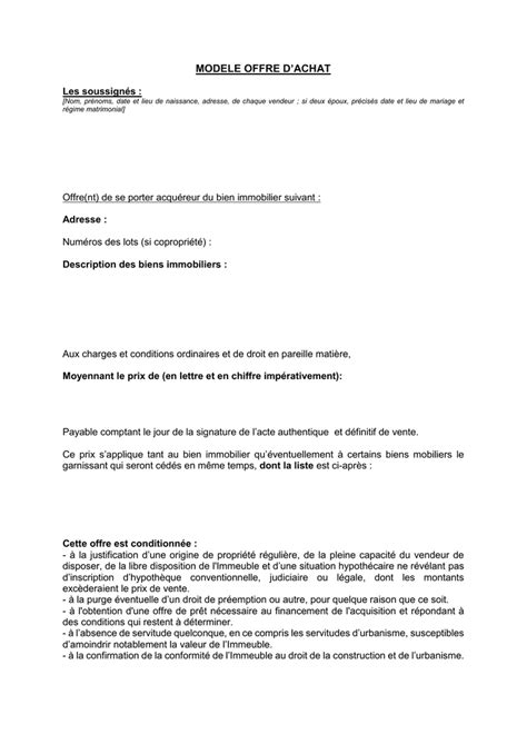 Modãle Offre D achat Immobilier Mail Financial Report