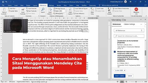 Cara Mengutip Atau Menambahkan Sitasi Menggunakan Mendeley Cite Pada