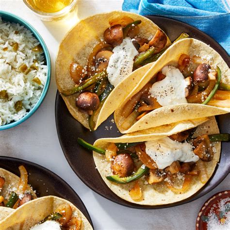 Recipe Poblano Pepper And Mushroom Tacos With Jalapeño Lime Rice Blue