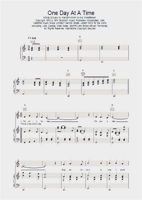 One Day At A Time Piano Sheet Music | OnlinePianist