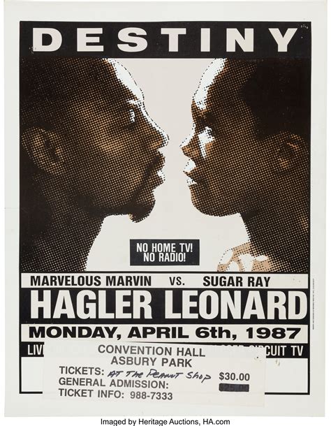 1987 Marvin Hagler vs. Sugar Ray Leonard Closed-Circuit Fight | Lot ...