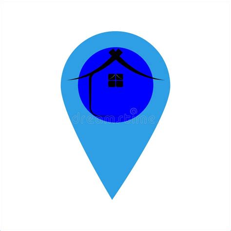 House Location Icon Drop Shadow Map Pointer Silhouette Symbol Real