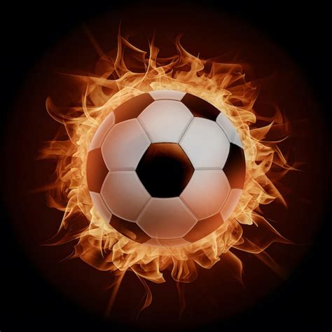 Premium Photo Subject Soccer Ball Surrounded By Fiery Flames In