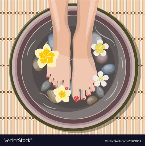 Female Feet At Spa Pedicure Procedure Royalty Free Vector