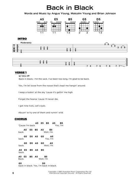 Back In Black By Ac Dc Really Easy Guitar Guitar Instructor