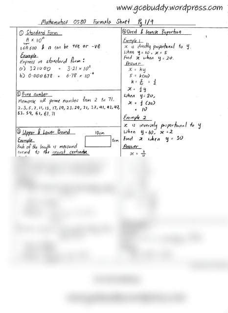 Solution Mathematics Formula Sheet Thumbnail Studypool