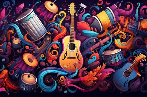 Vector Fondo Sin Costuras Con Diferentes Instrumentos Musicales De