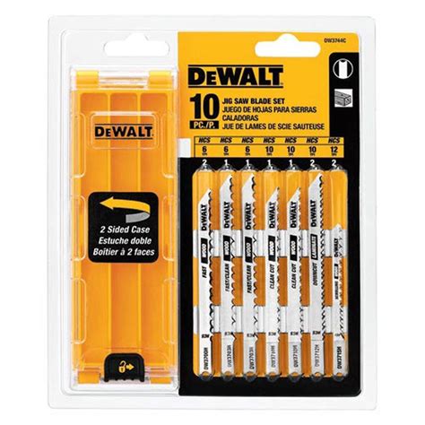 Dewalt Jig Saw Blade Set With Case U Shank 10 Piece Dw3744c The