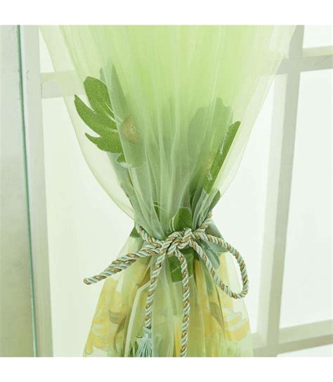 Offset Printing Sheer Curtain Yarn Tulle Window Screen Voile Panel Green