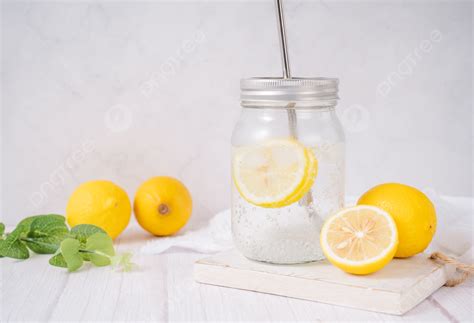 Background Foto Minuman Limonade Dan Minuman Es Di Musim Panas Limun