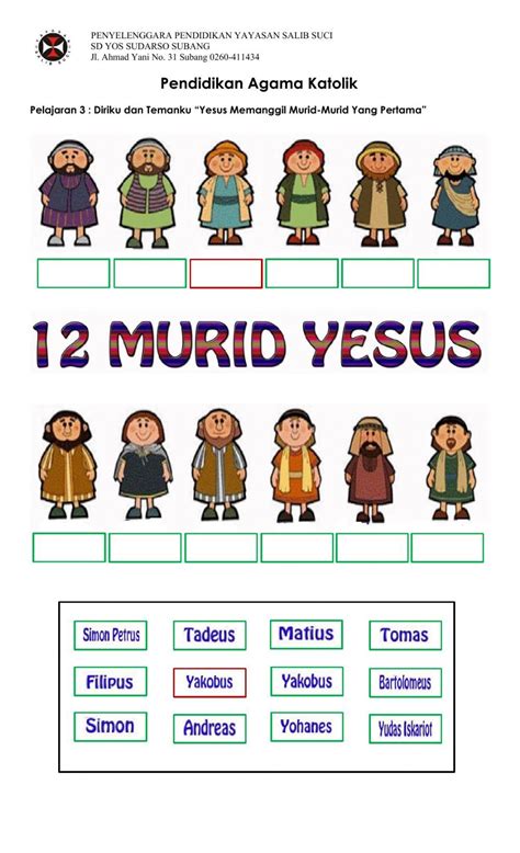 Dua Belas Murid Yesus Worksheet Bible Words Images Bible Words