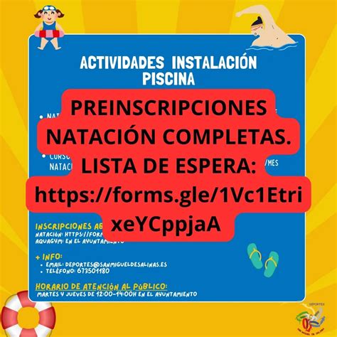 PISCINA MUNICIPAL Abierta la preinscripción en las actividades