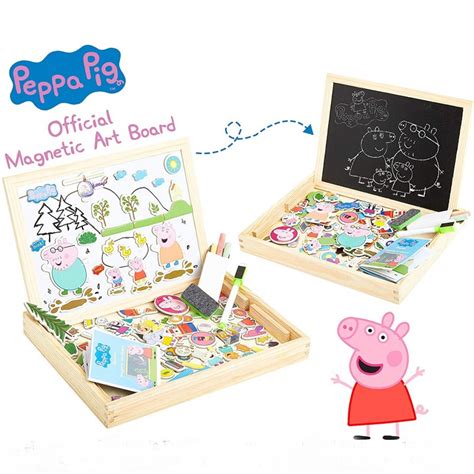 Tabla Magnetica Din Lemn Cu Puzzle 3 In 1 Peppa Pig Minmag Ro