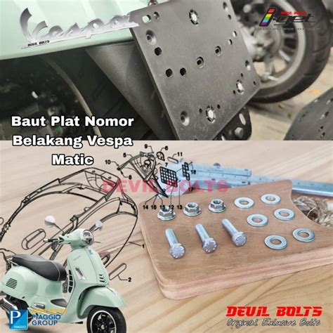 Jual Baut Dudukan Plat Nomor Vespa Matic Universal Stainless Non