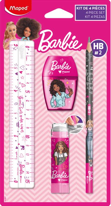 Mini kit de fournitures scolaires Barbie 4 pièces Maped France