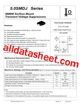 5BGV Marking 5 0SMDJ85CA 데이터시트 PDF Bytesonic Electronics Co Ltd