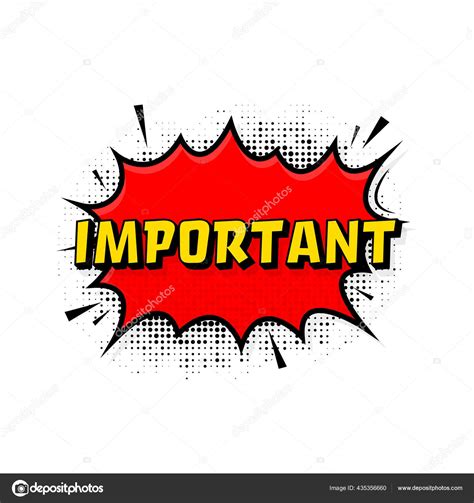 Important in vintage style. Cartoon style vector. Pop art. Vector text ...