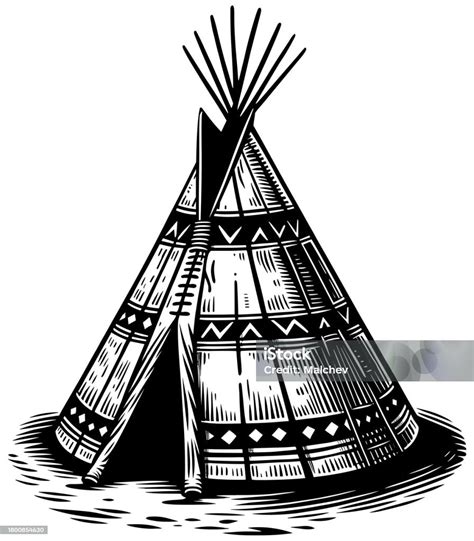 Native American Tipi Stock Illustration - Download Image Now - American Culture, Artist's Canvas ...