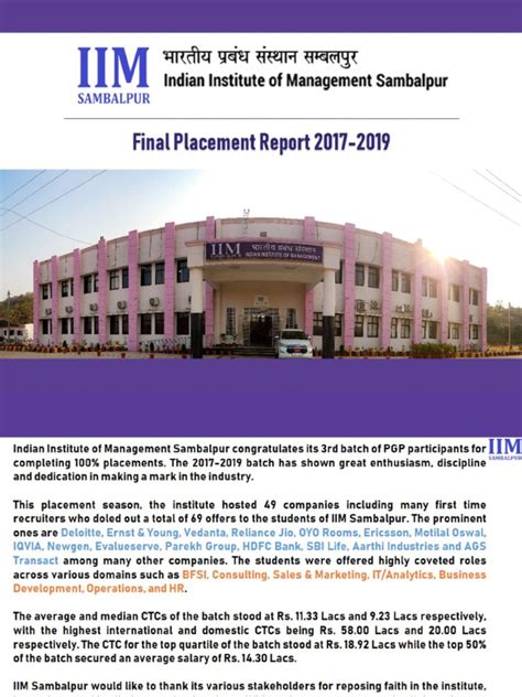 IIM Sambalpur-Final Placement Report 2017-2019 | PDF