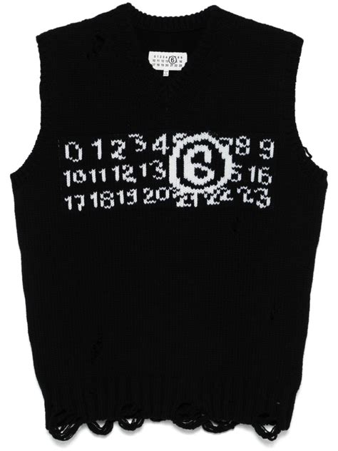 MM6 Maison Margiela Numbers Intarsia Vest Black FARFETCH