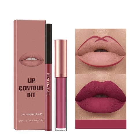 Wiquokett 1 1 Mattes Liquid Lipstick Lipliner Set One Steps Lip Makeup